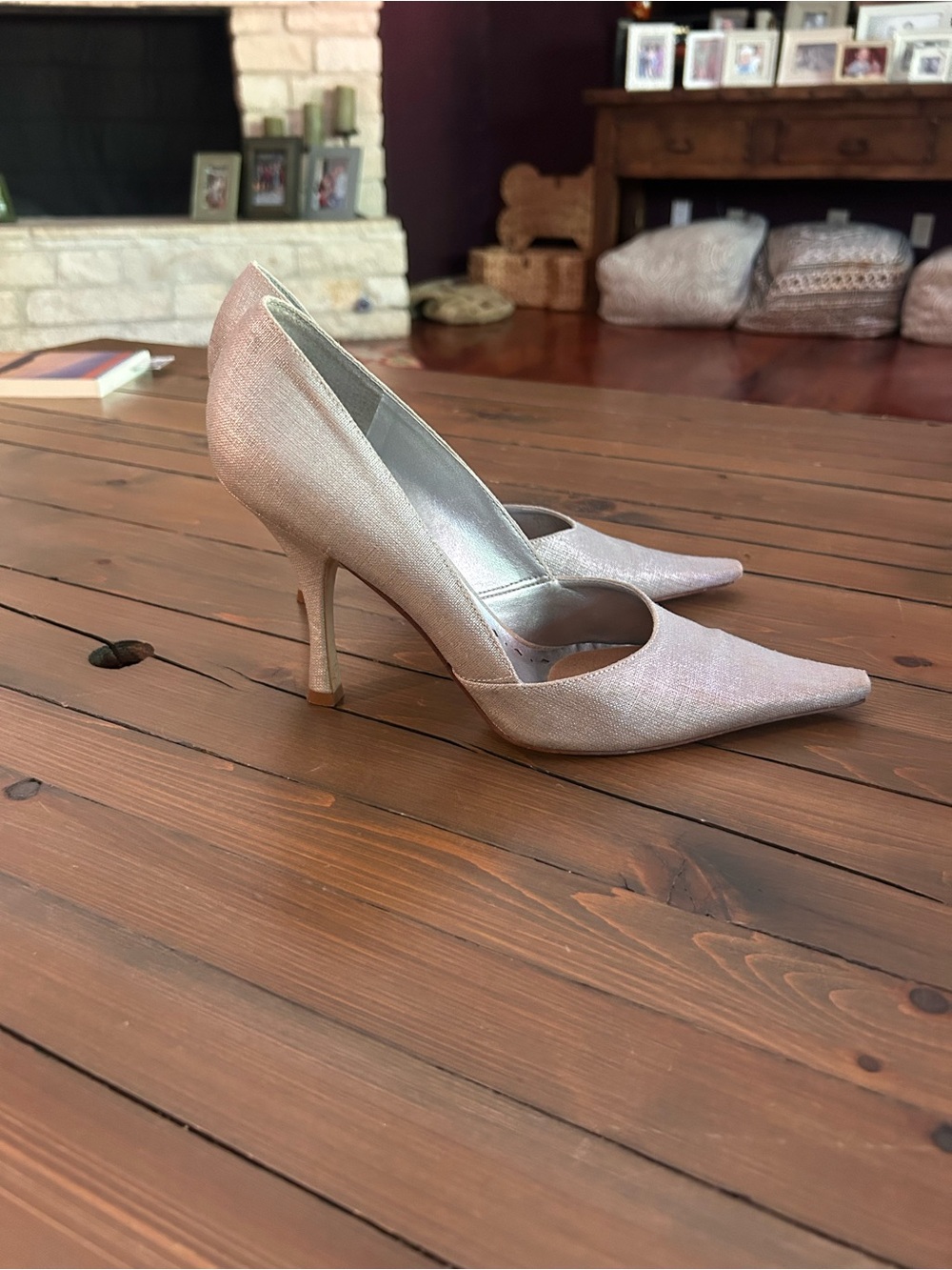 BCBGirls Metallic Champagne Pointed Toe Stiletto Pumps